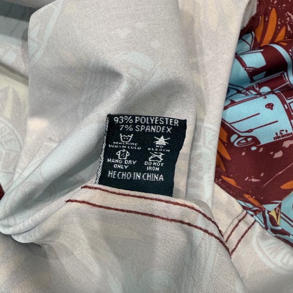 Dixxon Flannel Co Surf City Shirt Mens Large Maroon Surf Van Tropical D-Lite L - Picture 4 of 5
